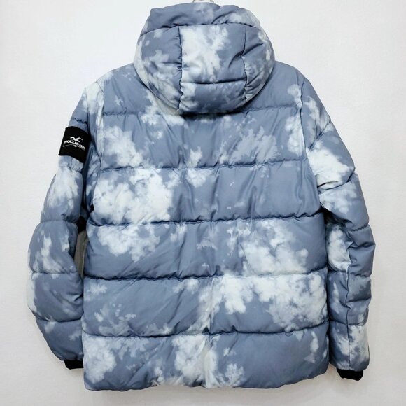 Hollister Men’s Fleece-Lined Full Zip Hooded Puffer Jacket Slate Tie-Dye - Small - Picture 6 of 15